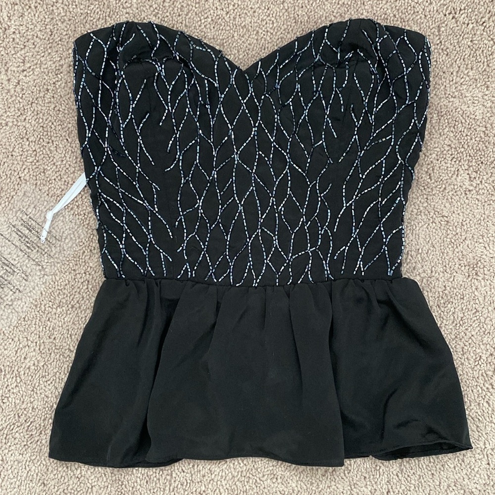 Bebe Beaded Bustier Peplum Top Size XXS